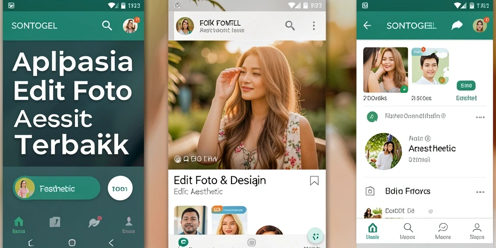 Tampilan antarmuka SONTOGEL dengan fitur edit foto aesthetic yang menarik.