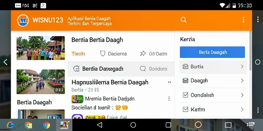 Antarmuka aplikasi WISNU123 yang menampilkan berita daerah terbaru.