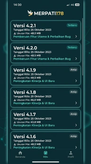 Riwayat Versi Aplikasi Merpati178 untuk Android